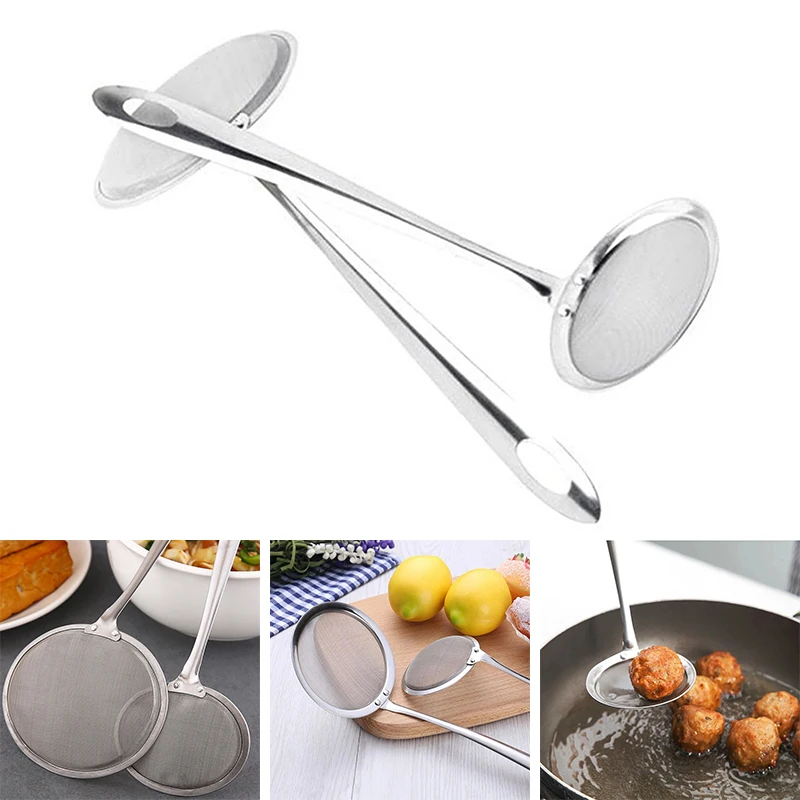 Multi-Functional Filter Spoon Kitchen Stainless Steel Colander Fine Mesh Wire Oil Skimmer Strainer Fried Food Net Kitchen Tools