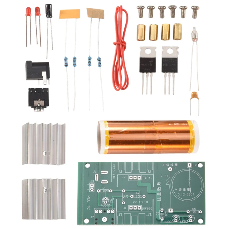 1Set Mini Per Kit Bobina Tesla 15W Mini Musica Bobina di Tesla Altoparlante Al Plasma Tesla Trasmissione Senza Fili DC 15-24V Kit FAI DA TE