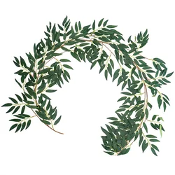 1PCS Artificial Hanging Leaves Vines, Artiflr 5.7 Ft Fake Willow Leaves Twigs Silk Plant Leaves Garland String