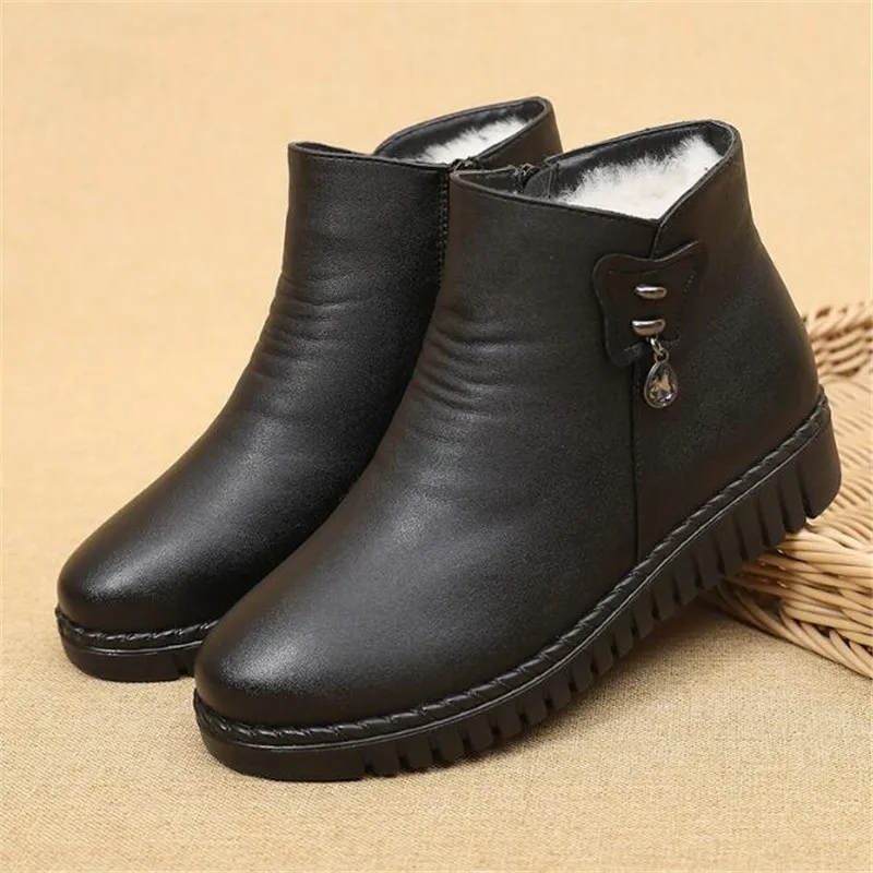 2022 New Thick Plush Winter Woman Snow Boots Non-slip Waterproof Women Ankle Boots Mother Warm Wedge Shoes Woman Shoes