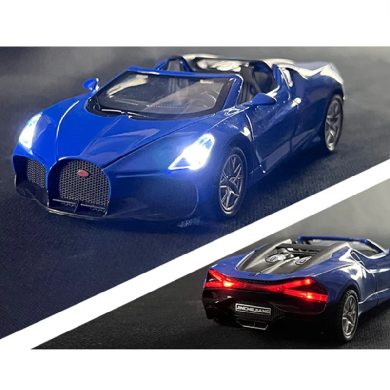 1:32 Bugatti Mistral W16 Alloy Sports Car Model Diecasts & Toy Vehicles Metal Racing Car Model Simulation Sound Light Kids Gifts