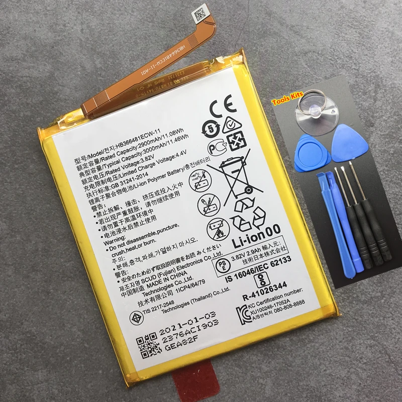 Original HB366481ECW-11 3000mAh for Huawei Y7 Prime Nova 2 Honor 8 9 Lite 2018 7C 5.99" LND-AL30 AL40 LDN-L21 LX2 TL10 Battery