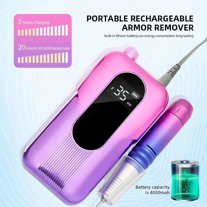 35000RPM Professional Nail Drill Manicure Machine Electric File Nail Sander With LED Display For Gel Removing Nail Polish Pen