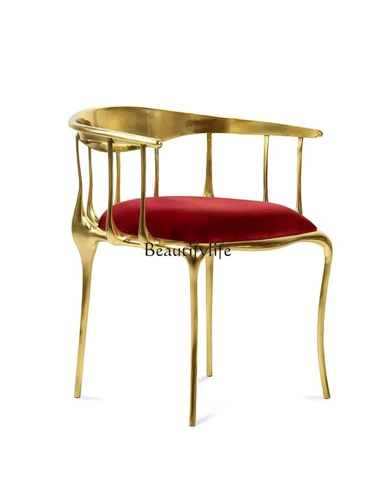 

Italian Light Luxury Home Dining Chair High-End Solid Pure Copper Modern High-End Sense Make-up Chair