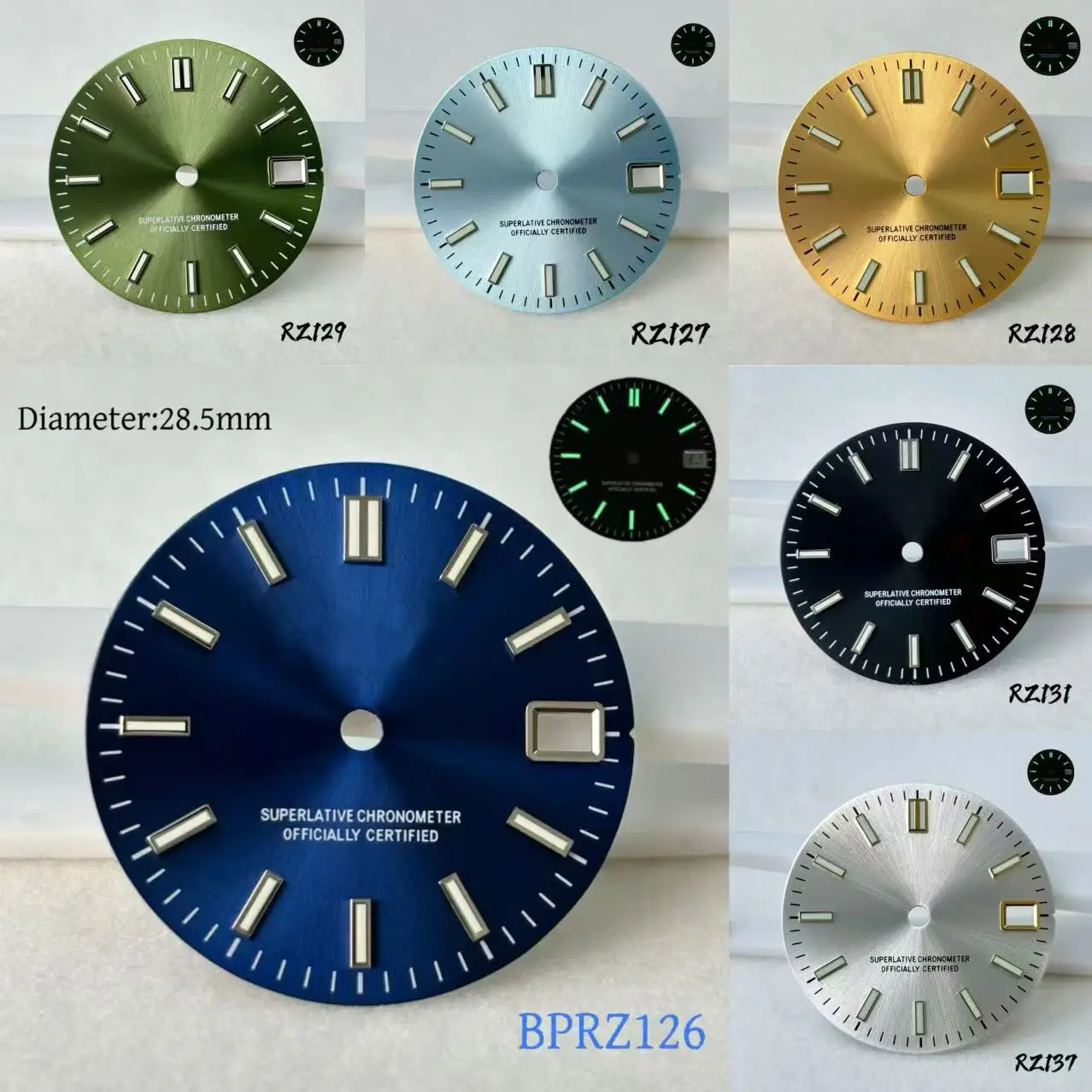

28.5mm Hot sales green Luminous S Logo date Dial Suitable For NH35 NH36 Automatic Movement 29mm s dial Watch Accessorie
