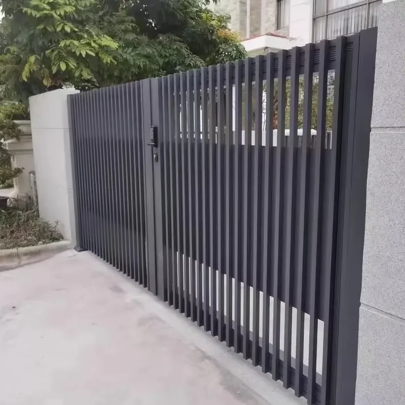 Custom House Garden Aluminum Fence Main Gate Automatic Powder Coated Steel Metal Garden Entrance Gates