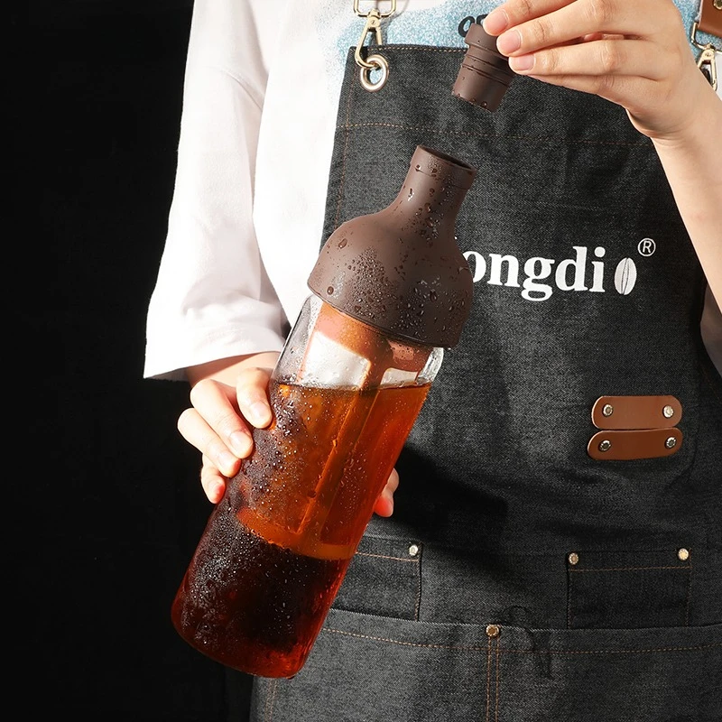 

Glass Coffee Cold Brew Bottle Light Luxury Retro Super Cold and Hot Resistant Flower Tea Coffee Pot Household Cold Brew Bottle