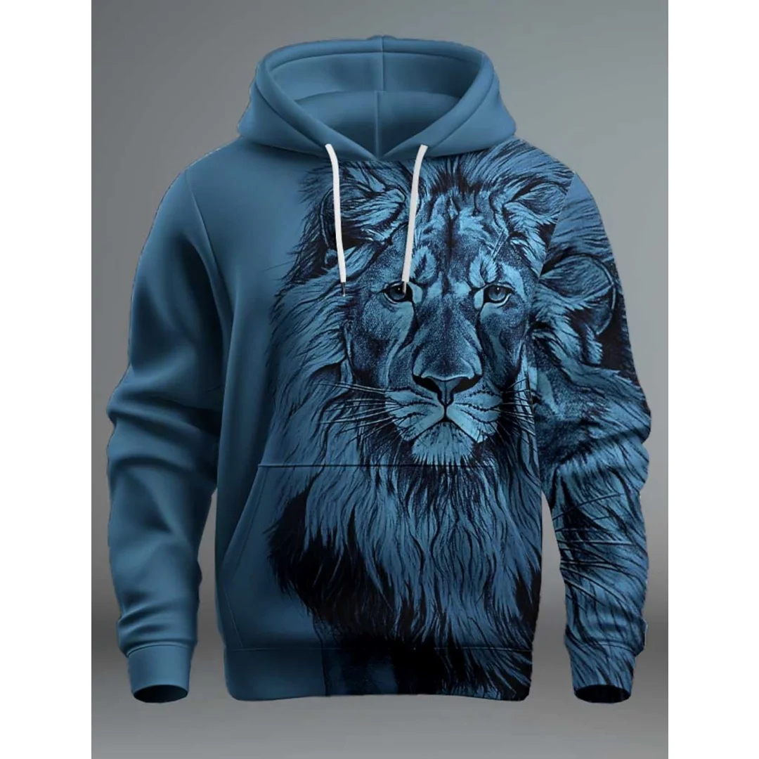 Amerikaanse stijl leeuw straat grafische hoodie 3D print lente en herfst mode streetwear sport heren en dames Y2K hoodies