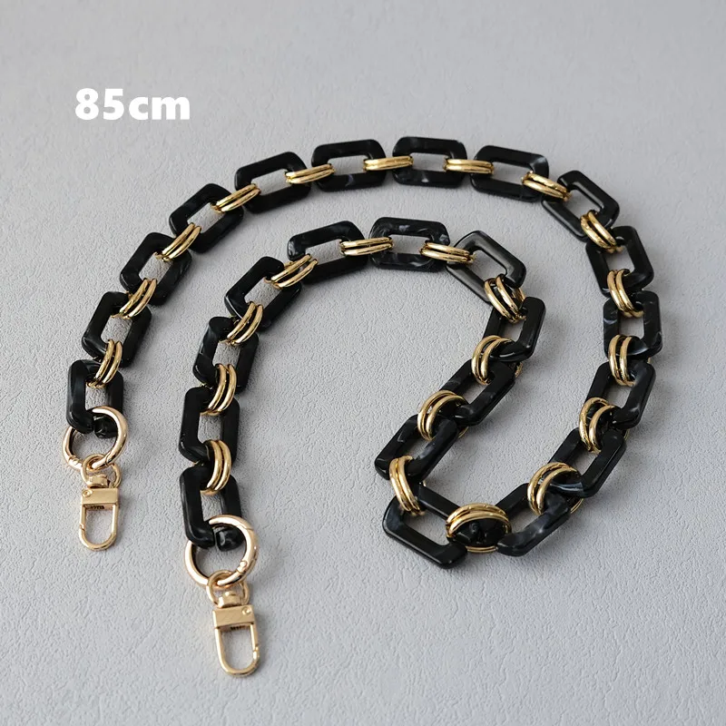 Neue Mode Damen Taschenzubehör Abnehmbare Ersatzkette Schwarzer Einfarbiger Quadratischer Acryl-Luxusriemen Damen Schultergriff-Kette – Detail 20