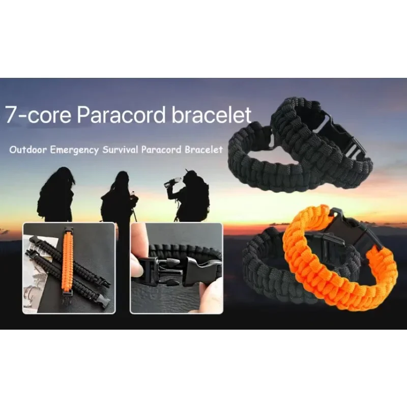 Fashion 7-core Woven Paracord Bracelet With Durable Plastic Clips For Outdoor EDC Emergency Survival Camping Hiking Accessory