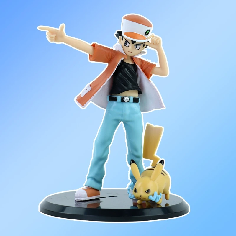 Pokemon Ash Ketchum Pikachu Model Anime Collection Decorative Statue Cute Figure Children's Toy Ornaments Christmas Gift