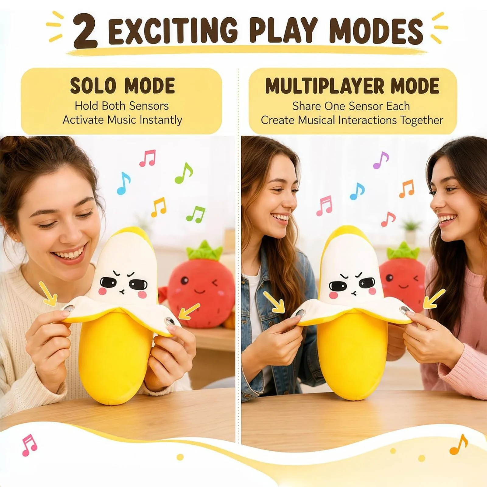 Creative Peculiar Music Rhythm Parent-child Interactive Plush Doll Banana Fruit Induction Cultivate Music Perception
