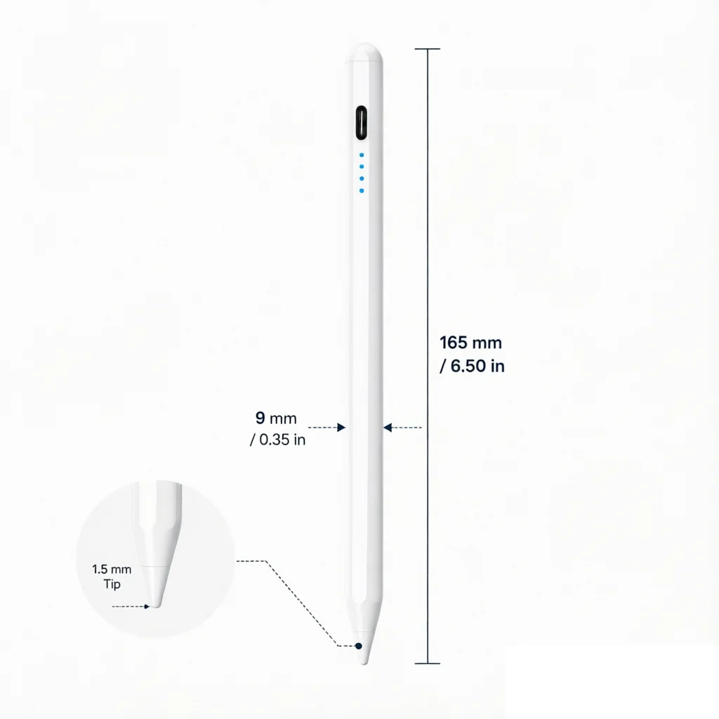 Stylus for Apple & Android Devices, Long Battery Life Touch Pen with 2 Spare Nibs for Phone Tablet