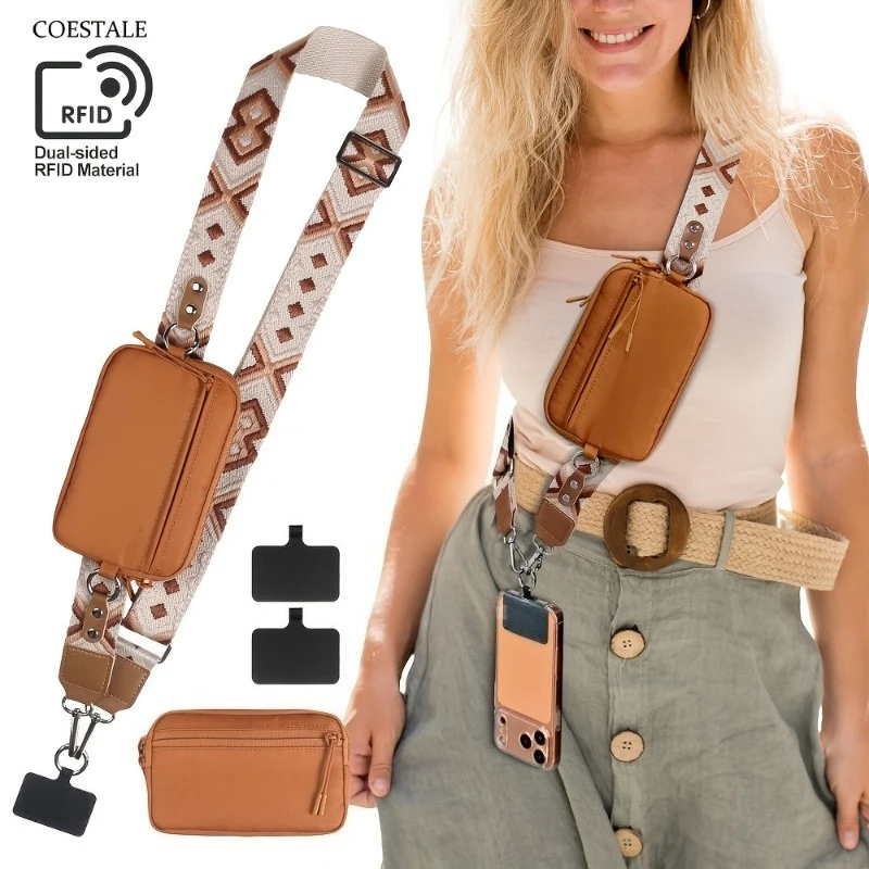 Outdoor Multicolor Crossbody Bags RFID Blocking Detachable Wallet Small Bag Lanyard with Wallet, Bags for Woman Travel Anti Loss