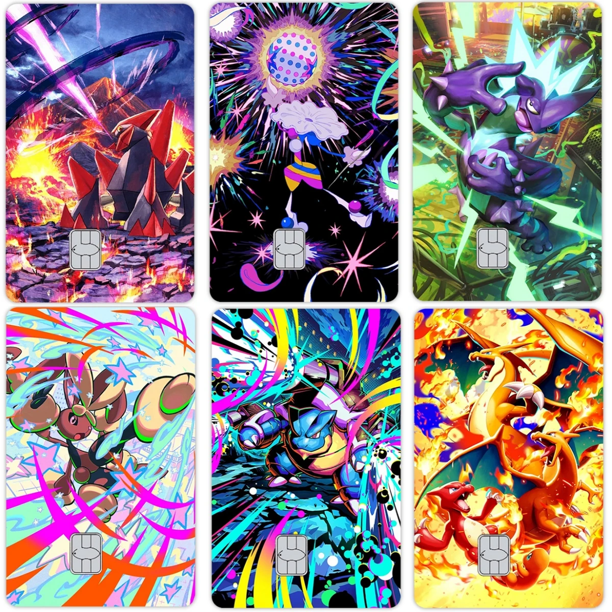 

Fashion Cool Gengar Charizard Bulbasaur Anime PVC Film Skin Stickers Cartoon Diy Decal for Debit Credit Bank Visa Card Decal Toy