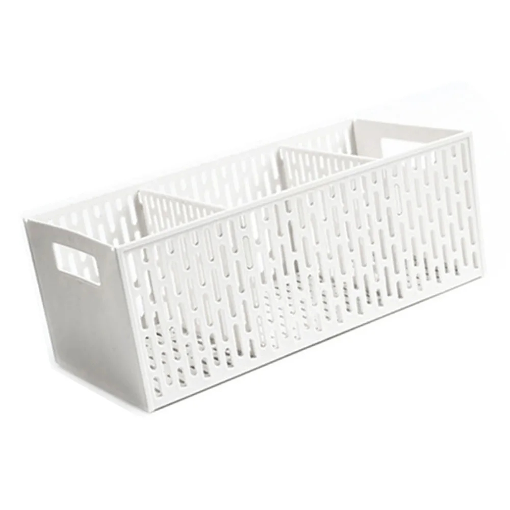 3 Compartments Plastic Divider Storage Basket White PP Compartment Storage Bin Multifunctional Save Space Storage Organizer Bins