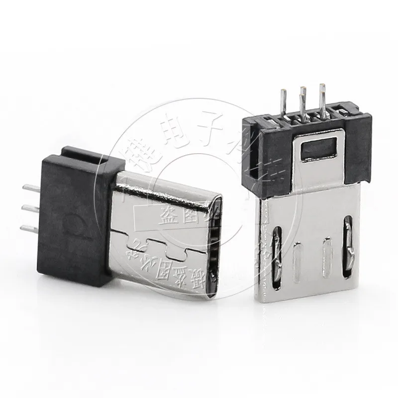 Android Plug USB Microphone Male Head MICRO-5P Black Head 5-pin Vertical Straight Plug Android Plug Connector