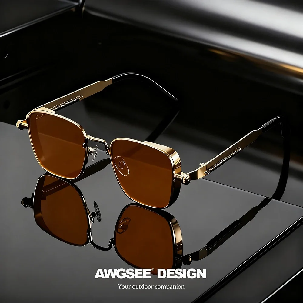 1/3PC Vintage Steampunk Quadratische Sonnenbrille mit Metallrahmen, Unisex Retro Grunge Punk Brille für Alltagsmode, Karnevalspartys, UV400 – Detail 15
