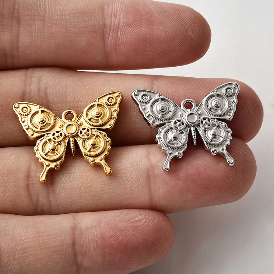 5pcs Stainless Steel Charms Christmas Sock Pinecone Squirrel Gear Mask Cocktail Wine Pendant Necklace Masquerade Ball Jewelry