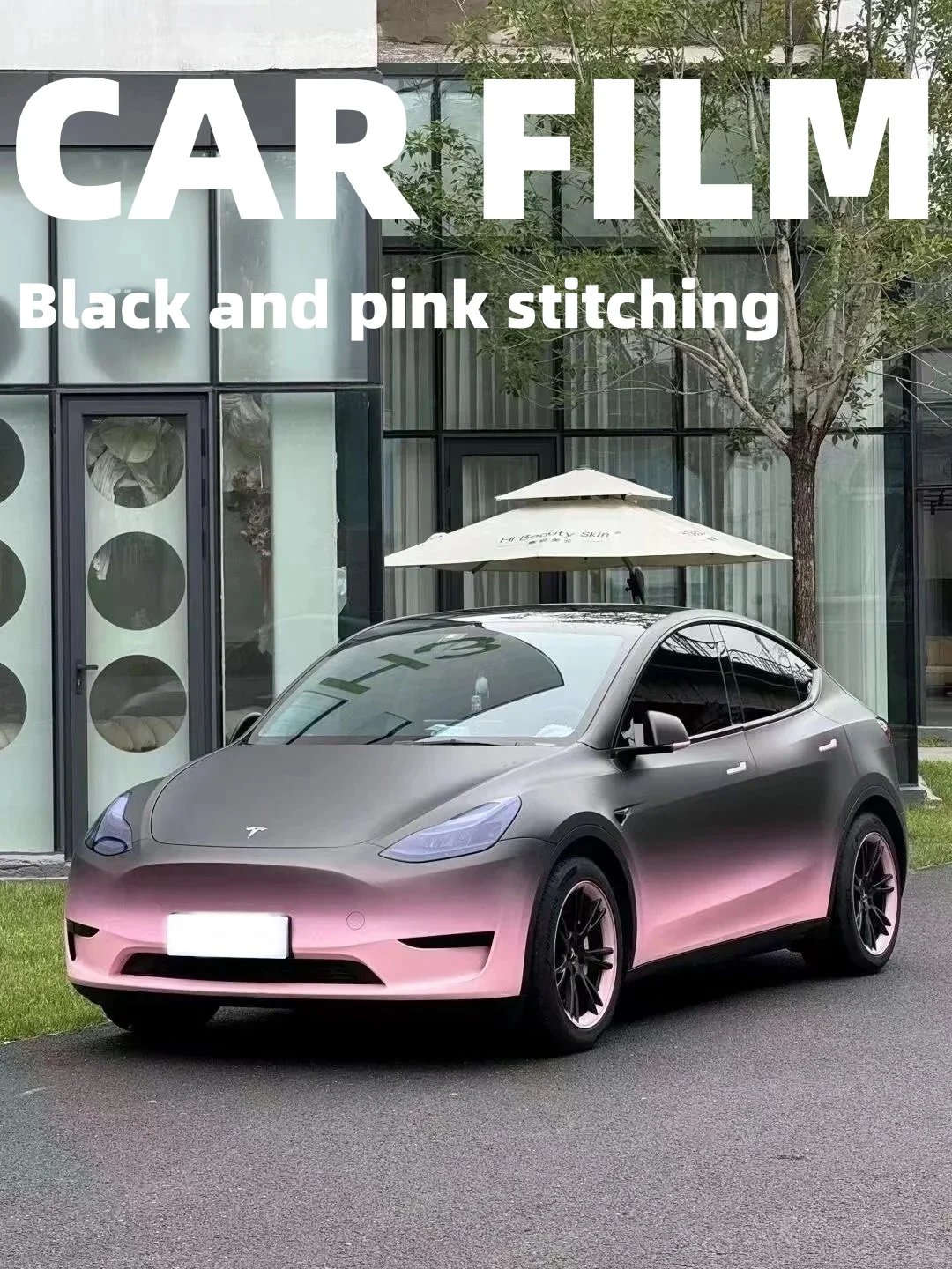 Black Pink Stitching Car Film Waterproof Highest Quality Full Vehicle Coverage Vinyl Wrap Vehicle Wrap Car Decoration 17M