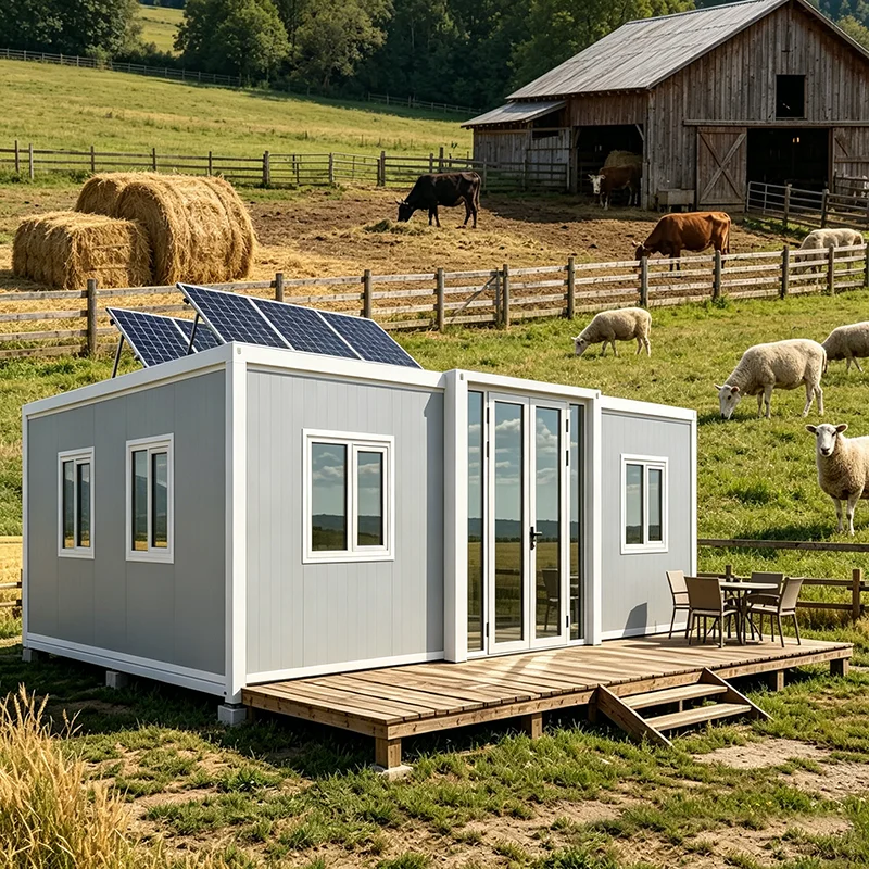 Foldable Expandable 40ft Container House Farm Outdoor Reception Room Waterproof Modular Cabin For Farmer Customer Negotiation