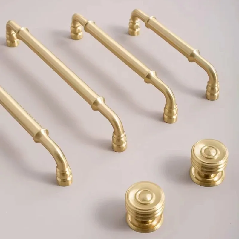 Dressers Wardrobe Cabinet Drawer Knobs Solid Brass Cabinet Handle Sleek Furniture Hardware Cupboard Kitchen Handle Gold Handle