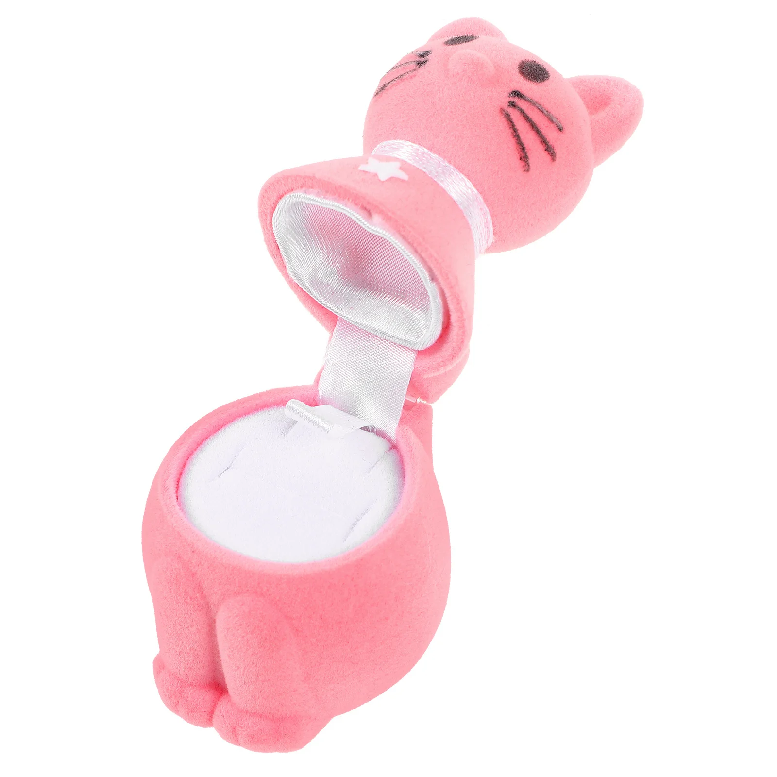 صندوق هدايا على شكل خاتم على شكل قطة لاقتراح حفل زفاف وحقيبة تخزين مجوهرات الخطوبة مع تصميم داخلي آمن للإغلاق الناعم #2