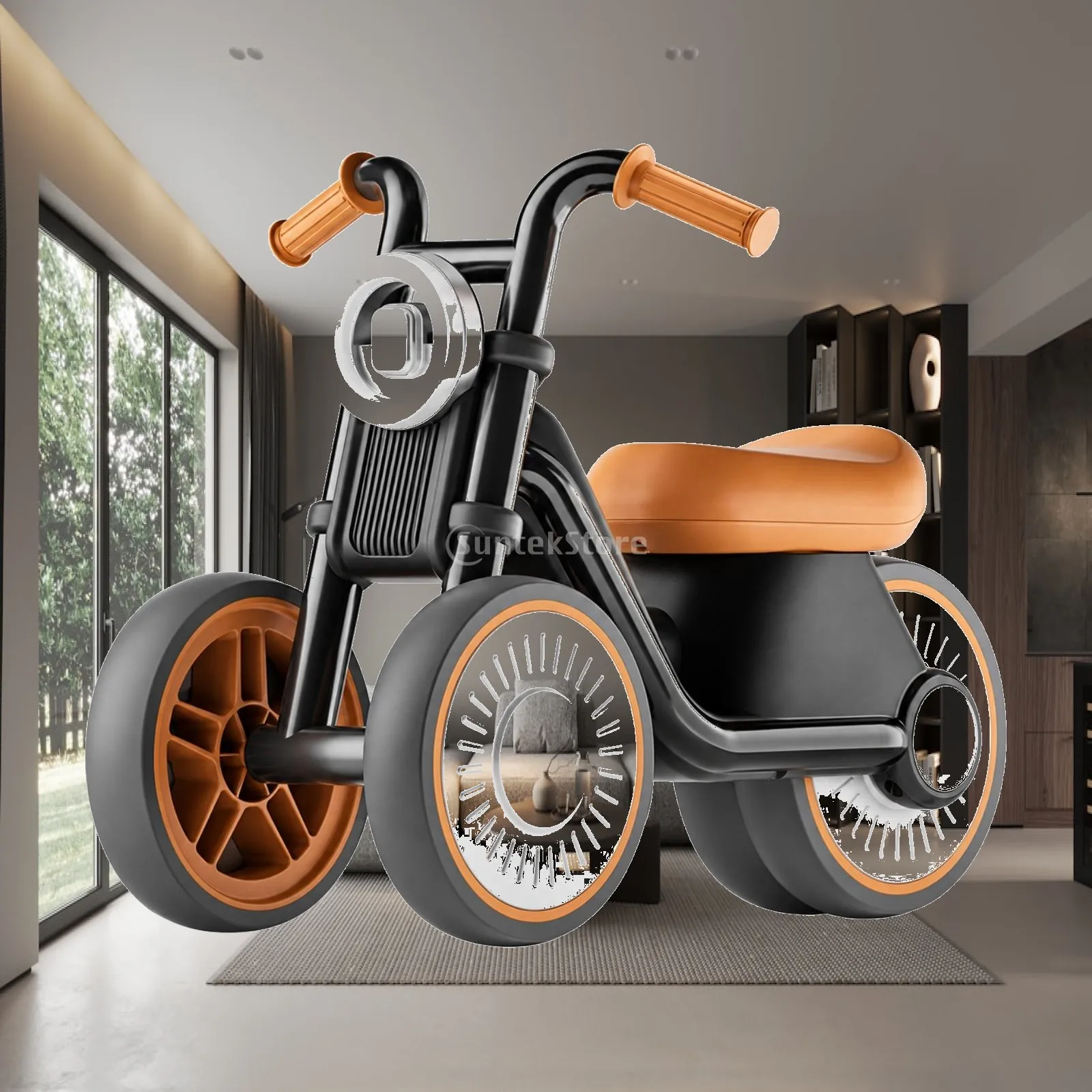 Three-Wheel Balance Motorcycle Anti-Tip Balance Motorcycle Toy Toddler Glider Bike Sturdy No-Pedal Glider Bike Indoor Outdoor
