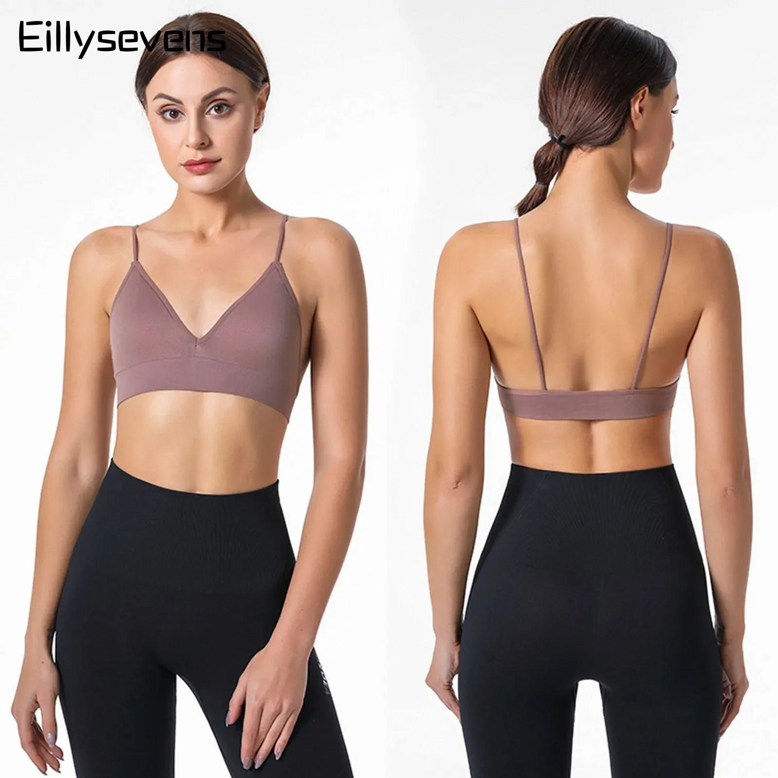 Beauty Back BHs sexy einfache Push-up nahtlose Dessous gemütliche drahtlose einfarbige Spaghetti träger tiefe v rücken freie Unterwäsche