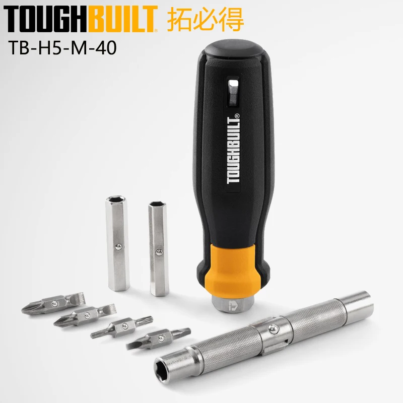 TOUGHBUILT TB-H5-M-40 Multi Functional Screwdriver Wear Resistant Tools 12-In-1 Multi Bit Driver