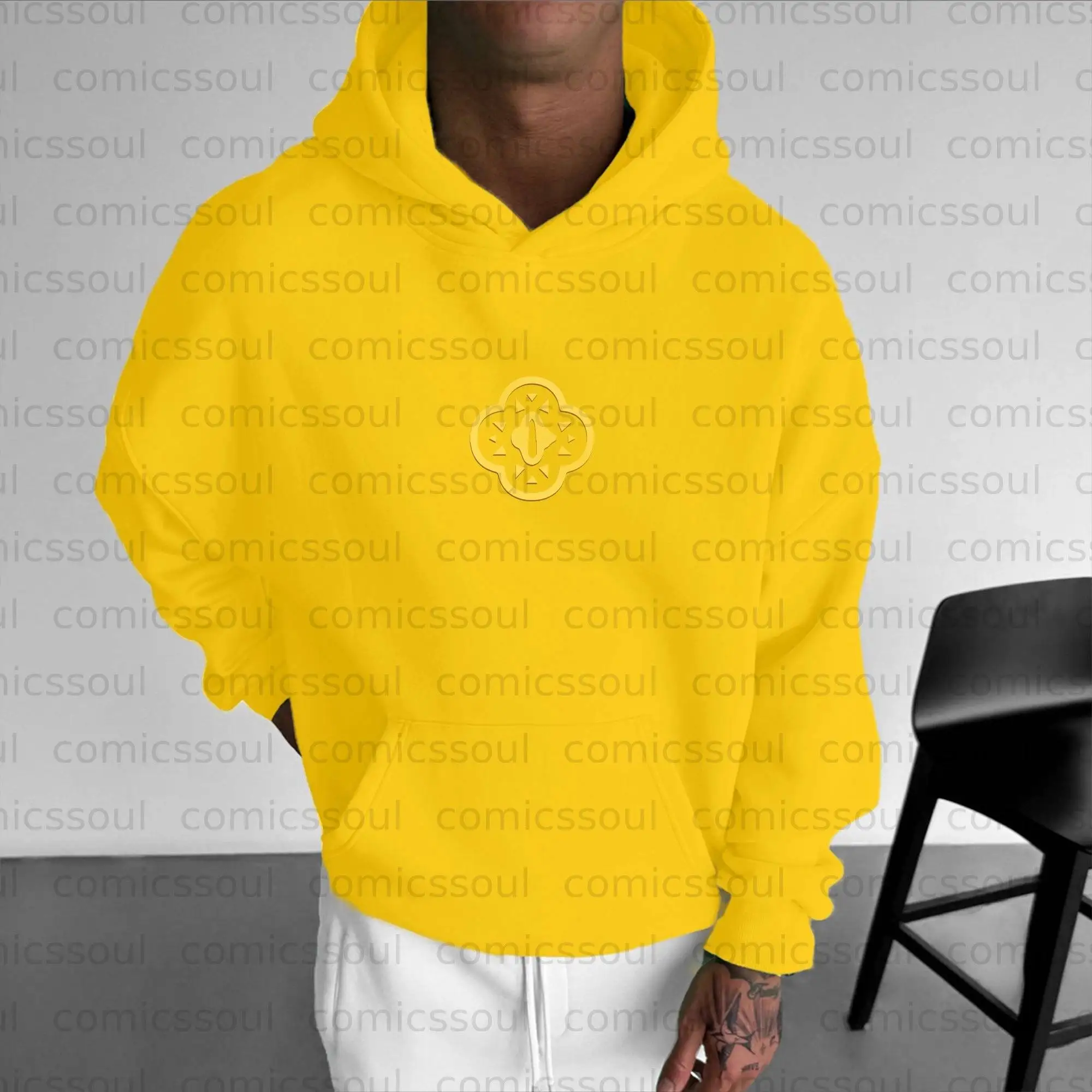 Yellow Demon Slayer Hoodie Set met Zenitsu Agatsuma Lightning Back Print Flower Chest Logo Kimetsu No Yaiba Tweedelige outfit