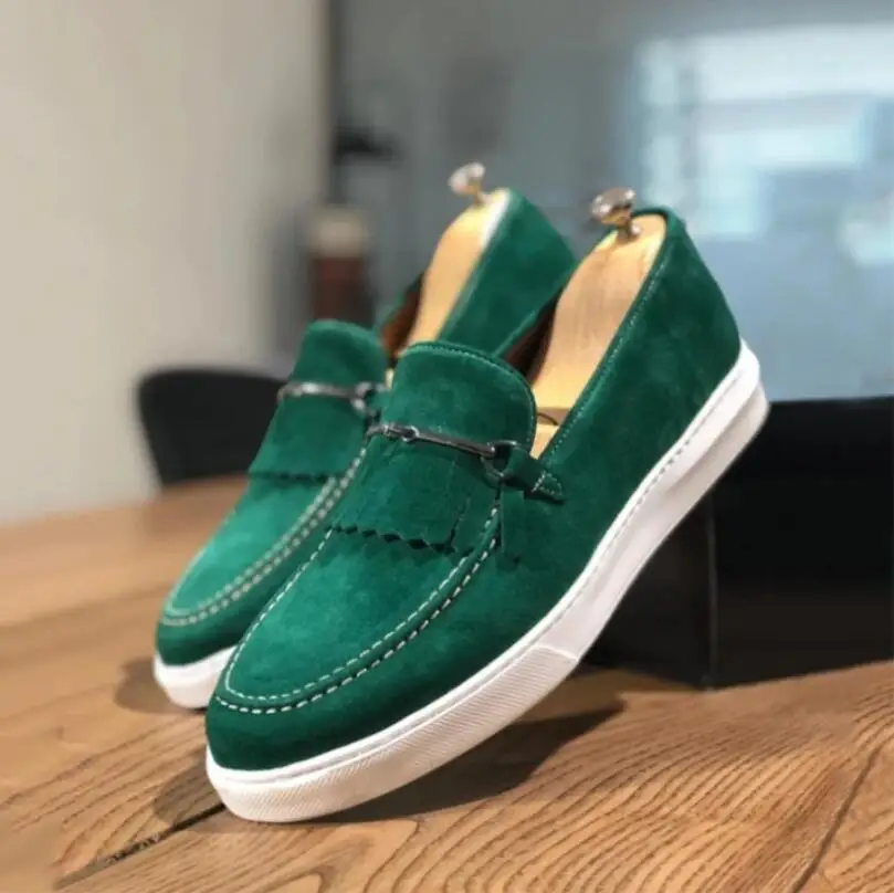 2024Men\'s Vulcanize Shoes Brown Gray Yellow Faux Suede Shoes mens causal shoes vulcanizar los zapatos loafers rahat ayakkabılar