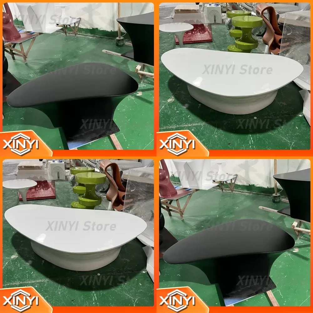 Light Luxury Fiberglass High Low Coffee Table Set for Hotel Villa Home Outdoor Corner Table for Modern Living Room Decor