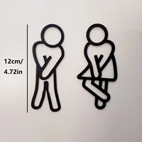 Funny Bathroom Signs for Men Women Creative 2D Flat Restroom Door Decor Restaurant Hotel Cafe Toilet Signage Wall Sticker 5