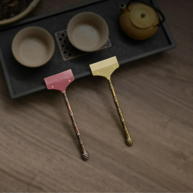 Tea Set Wiper Tea Brush Tea Tray Water Sweeper Tea Sweep Pure Copper Tea Knife Tea Scraping Tea Ceremony Accessories