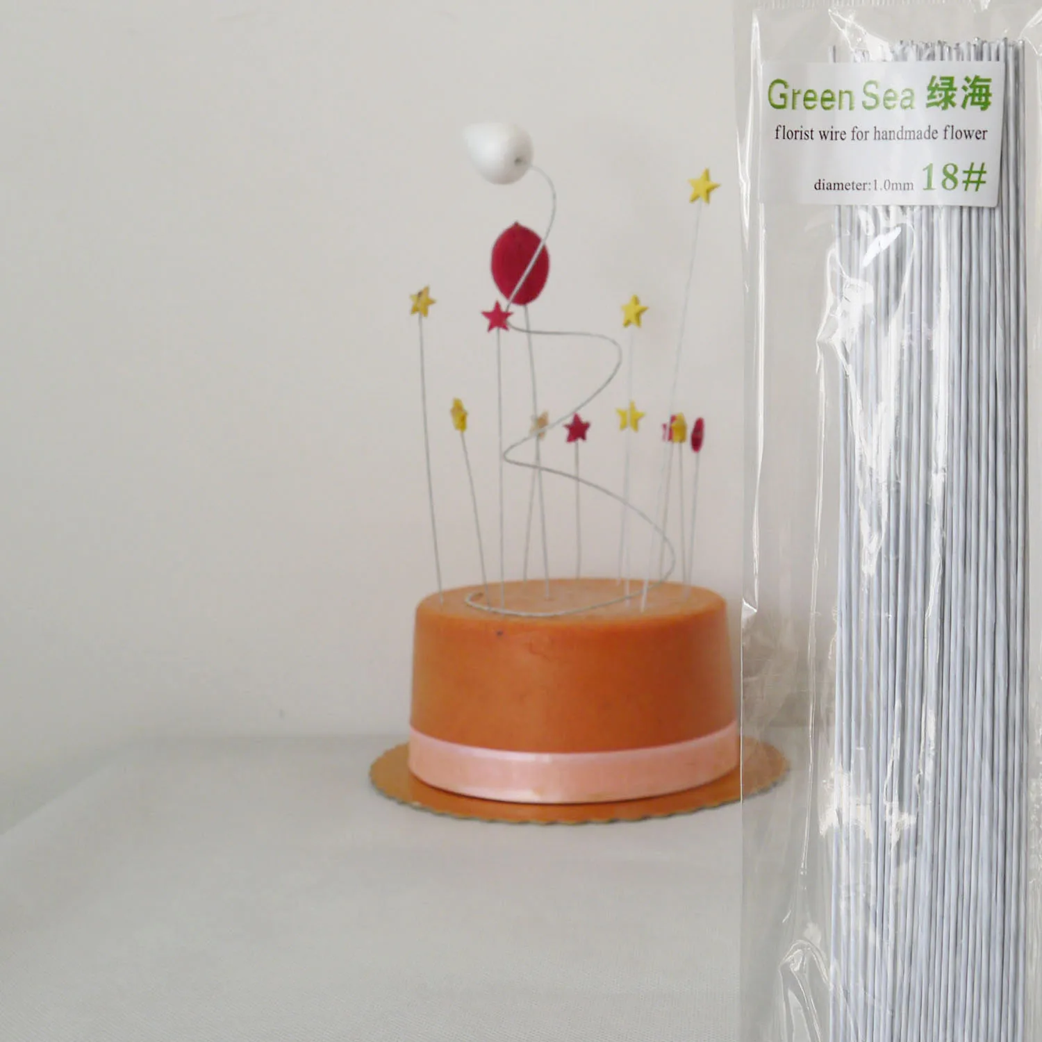 18# white paper wrapped wire 30 pieces cake plug-in decoration accessories wire 25 cm long