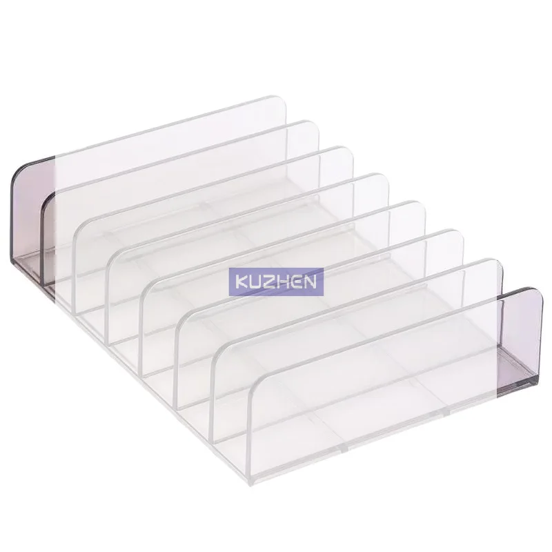 7-Slot Transparent Plastic Cosmetic Organizer Multi-Functional Makeup Holder for Home Office Bathroom Dressing Table Sorting
