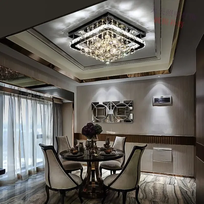 

New crystal lamp living room lamp rectangular led ceiling lamp simple modern atmosphere suitable for living room bedroom