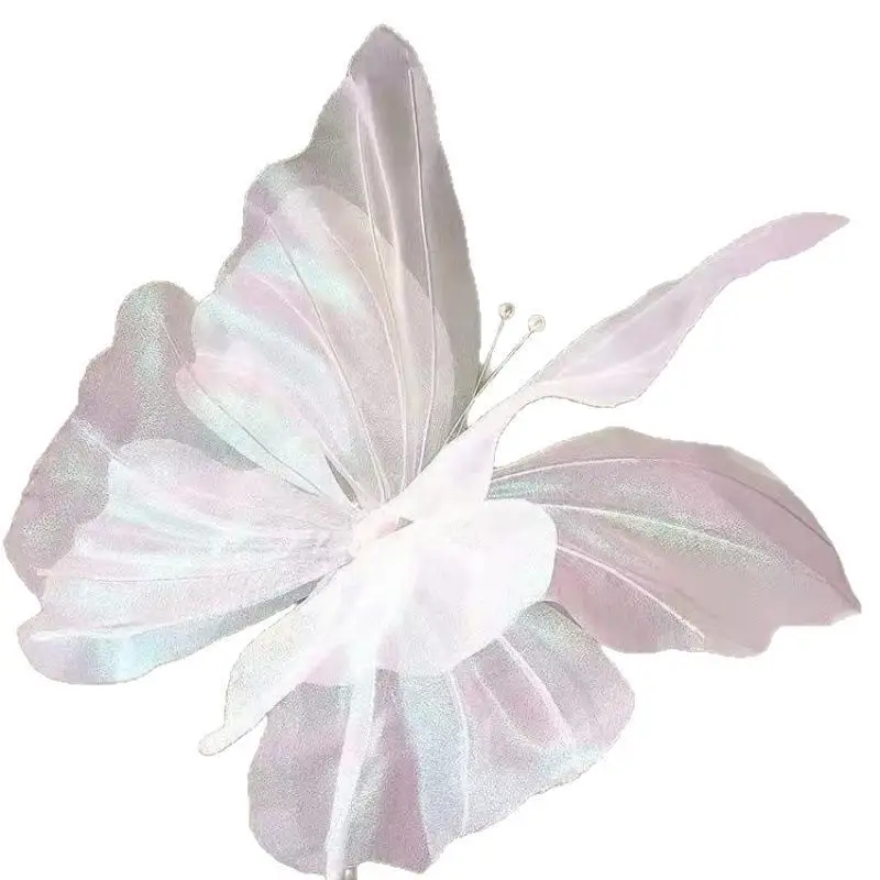 Shimmer 3D Gradient Silk Butterfly Organza 1Pc 50cm Layered Wavy Edge Trim for Greeting Card Gift Box Wrapping DIY Craft image 5