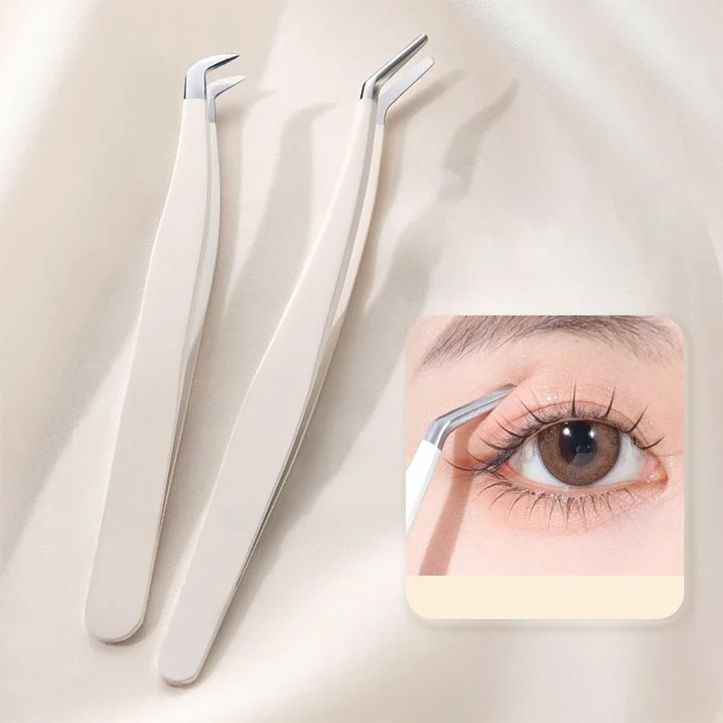 Pince à épiler multifonctionnelle en acier inoxydable, accessoire portable pour greffe de faux cils