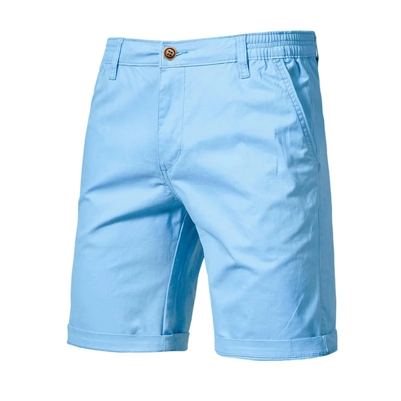 Men's New Summer Casual Shorts - Slim-Fitting Five-Inch Straight-Leg Pants in Fashionable Solid Color for Men's Clothing.
