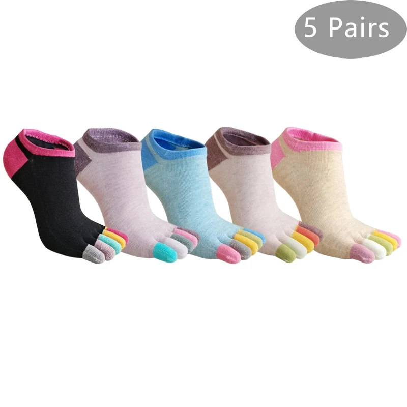 5 Pairs Toes socks No Show Pure Cotton Colorful Shallow Mouth Casual Soft Breathable,Deodorant,Invisible 5 Finger Harajuku Socks