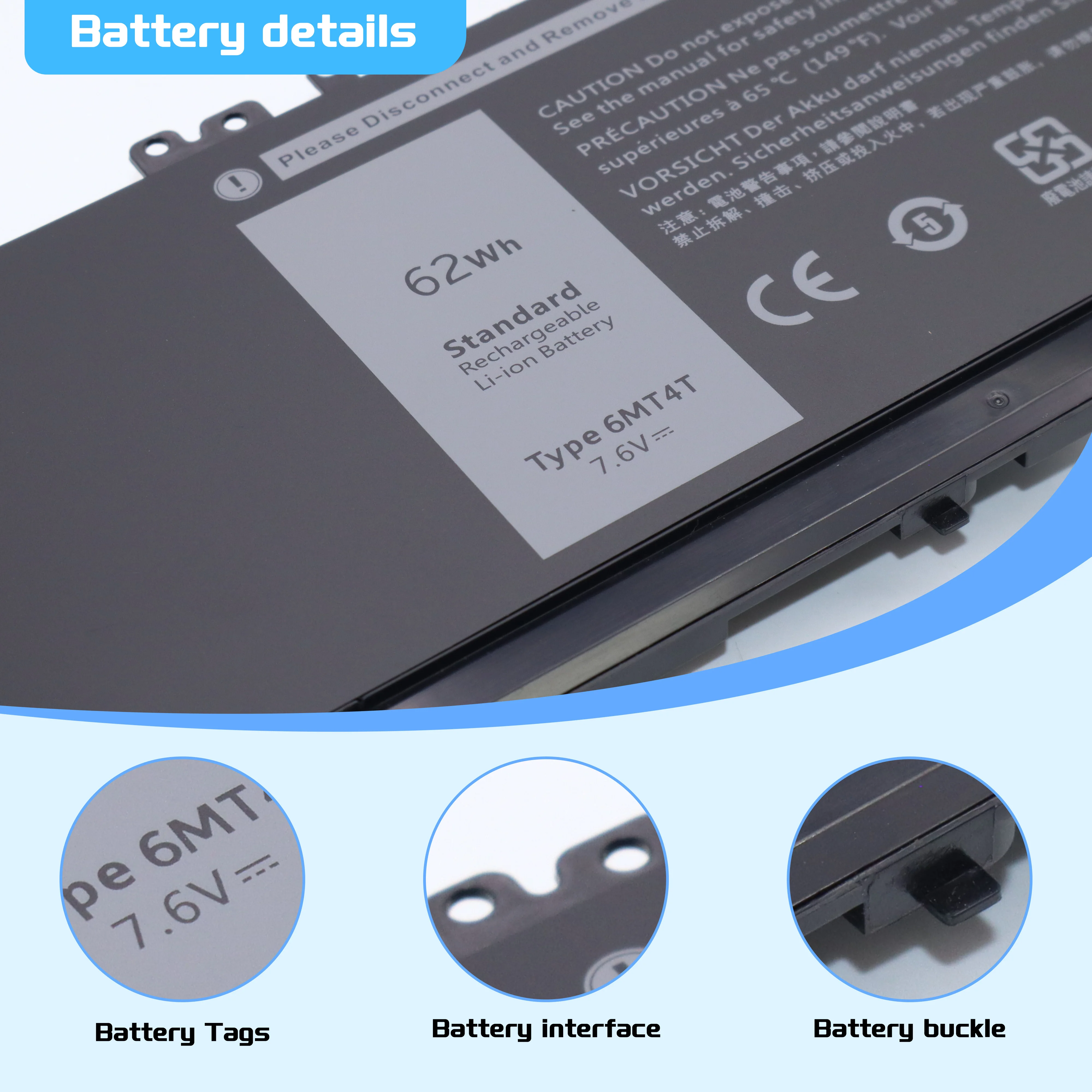 Аккумулятор для ноутбуков Dell 6MT4T для Dell Latitude E5470 E5570 14 5470 15 5570 Precision 15 3510 M3510 7V69Y TXF9M 79VRK