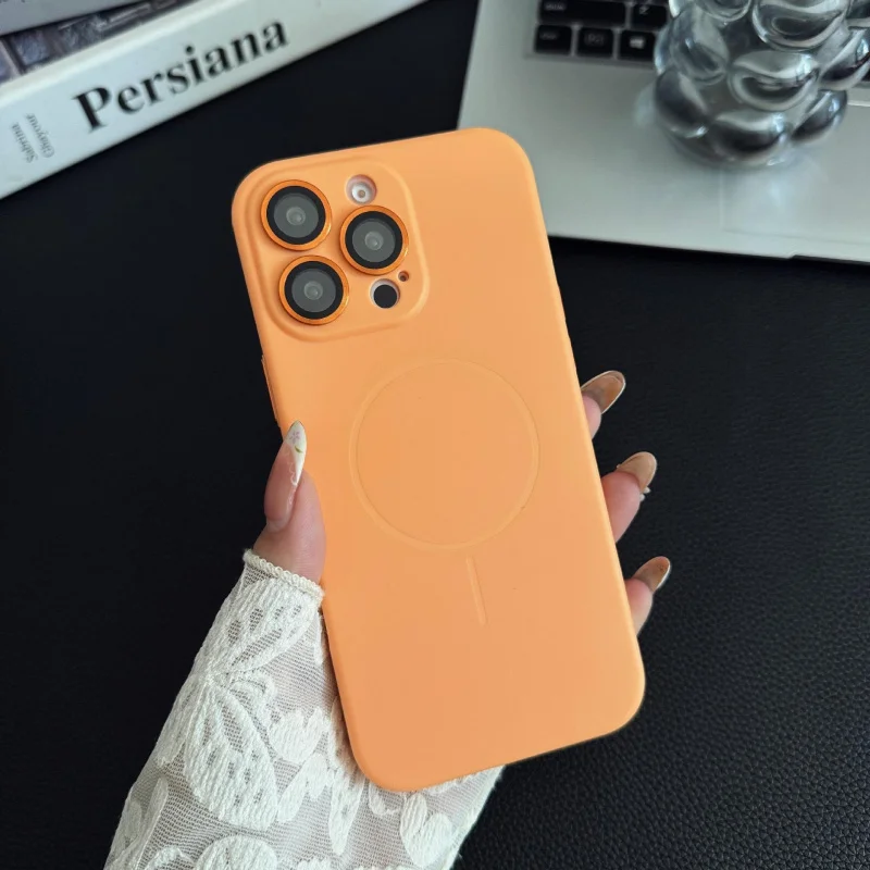 Suitable for high-end Apple 16promax phone case 15pro magnetic suction 14/13 soft rubber case with all inclusive buttons