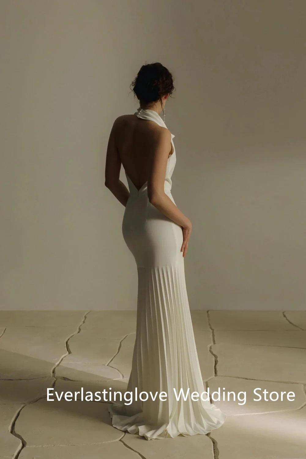 Abiti da sposa tubino in raso senza schienale modello Halter Custom Made Bridal Grown 2026 Vestido De Noival