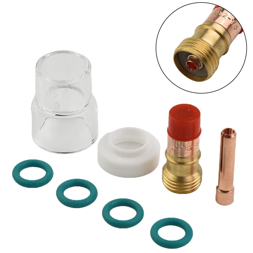 8-Piece TIG Torch Kit Designed for WP-17 WP-18 WP-26 Using For Stubby Gas Lens #12 and Heat Resistant Glass Cup