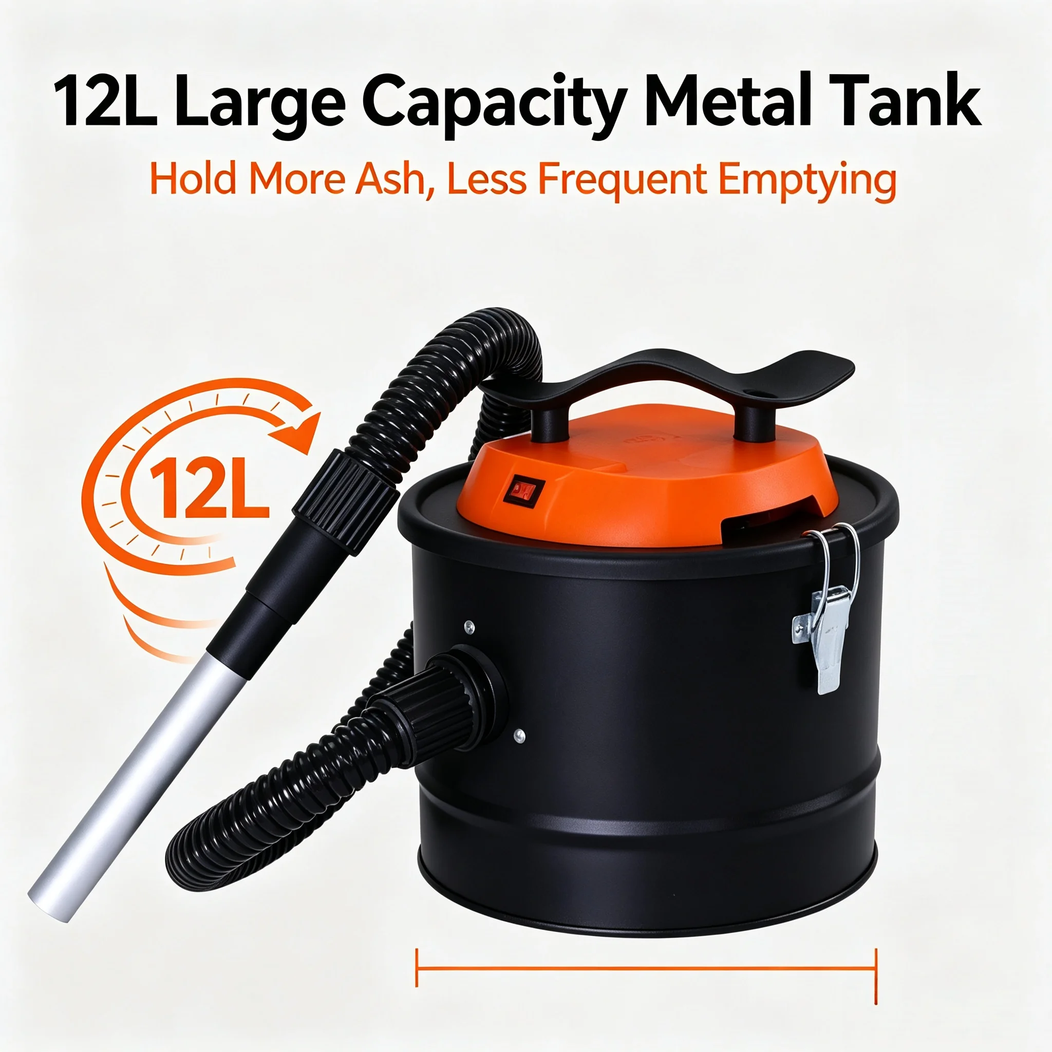 12L Barrel Ash Vacuum Cleaner, 800W High Power Handheld Fireplace Vacuum 220V for European Household