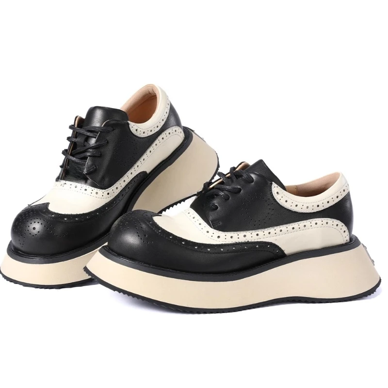 

Модные модельные кожаные туфли для мужчин, увеличивающие рост туфли на толстой подошве, повседневные туфли дерби из натуральной кожи с резным дизайном