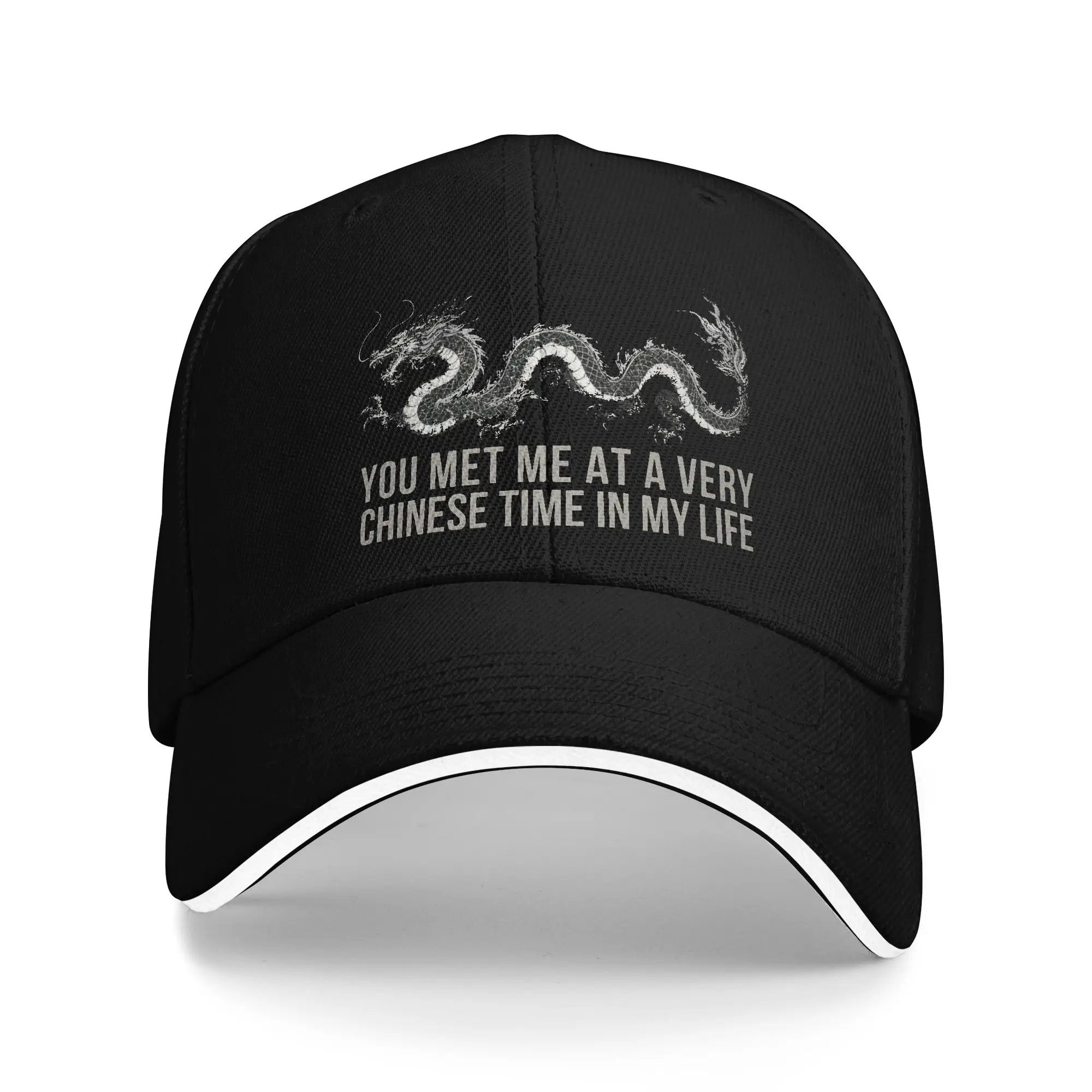 You Met Me At A Very Chinese Time In My Life  Sun Baseball Cap Stylish Hip Hop Hats For Female Male Outdoor Gym Baseball Caps
