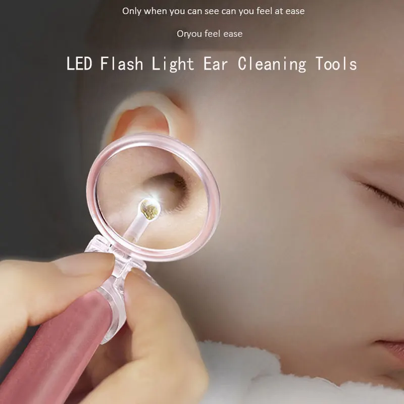 Herramientas de limpieza de oídos con luz de Flash LED, cuchara de oreja de bebé, removedor de selección de oreja, 1Pc